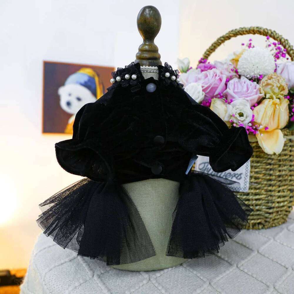 classic dog pet Black Sahara Rose Wedding Dress for Small Dogs Tutu Princess Skirt H260129