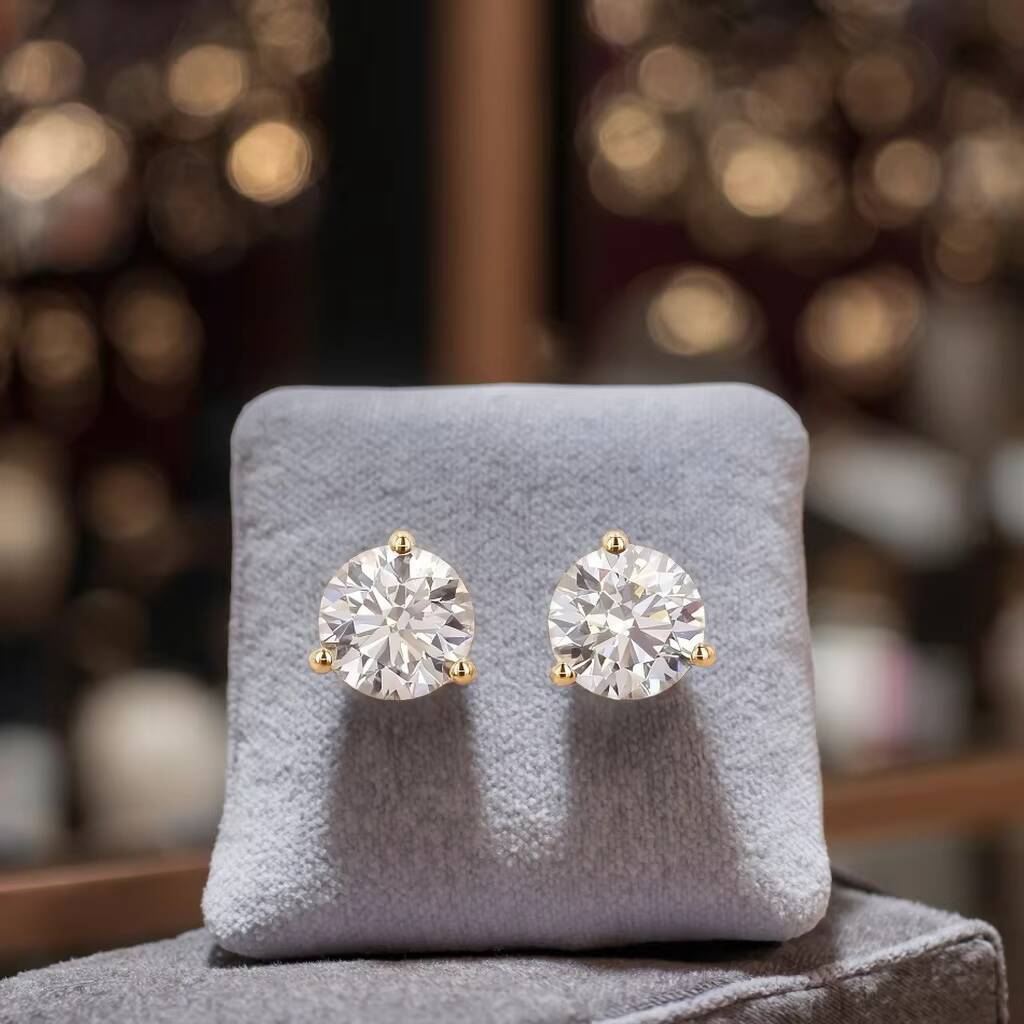 Huacan Lab Created Diamond Stud Earrings 14K 18K Solid Gold 05CT 1CT Lab Grown Brilliant Cut IGI Certified Trendy Unisex