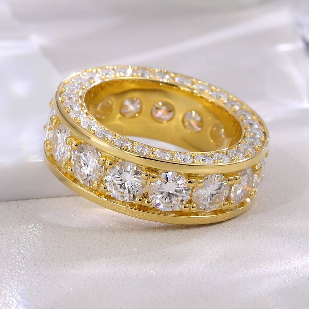 18K 14K 10K Solid Gold Original Design D VVS Moissanite Ring Chunky Fine Jewelry Rings for Couples Men Party Christmas Gift