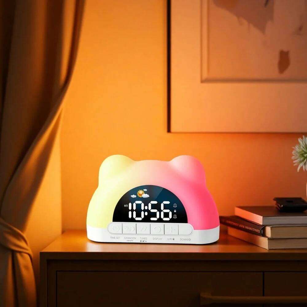 Powered Digital with 11 Colors Ambient Light 2 Alarm Night Mode 12/24H USB Output Charging Port Table LED Clock W260130