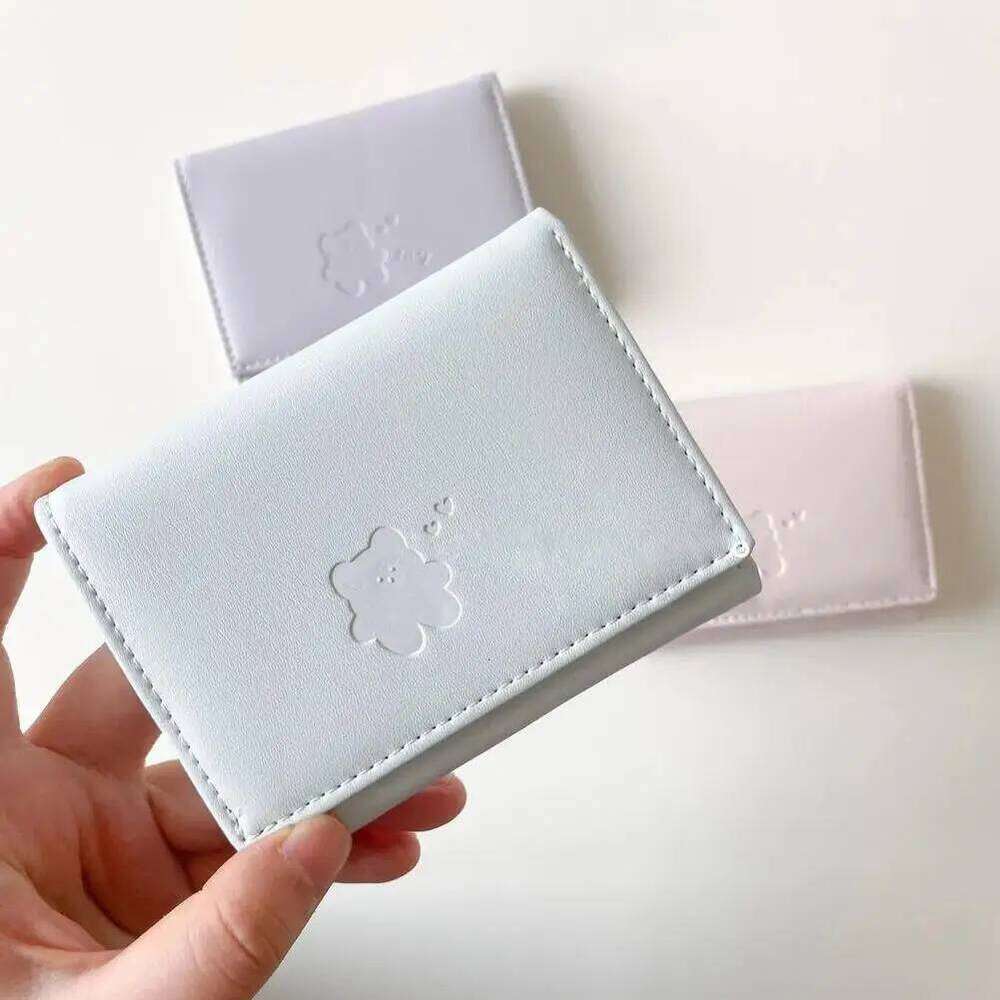 Women Short Bear Small Student Triple Fold Girl ID Card Holder Coin Purse Ladies Wallets Cartoon Bag Z260130