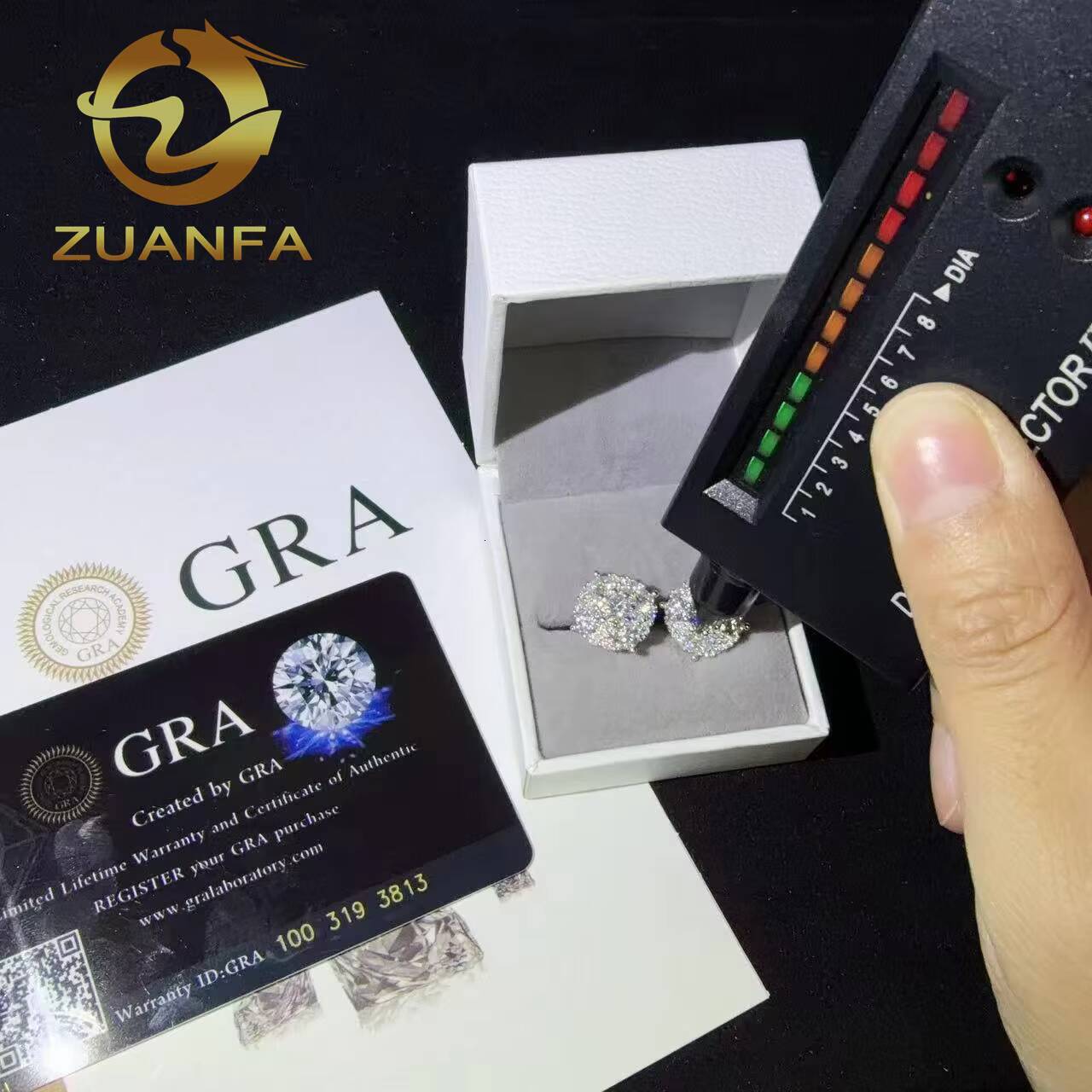 Wholesale Price 12mm Cluster Round Cut Moissanite Earrings Screw Back 925 Silver Hip Hop Earrings Cluster Earrings Men