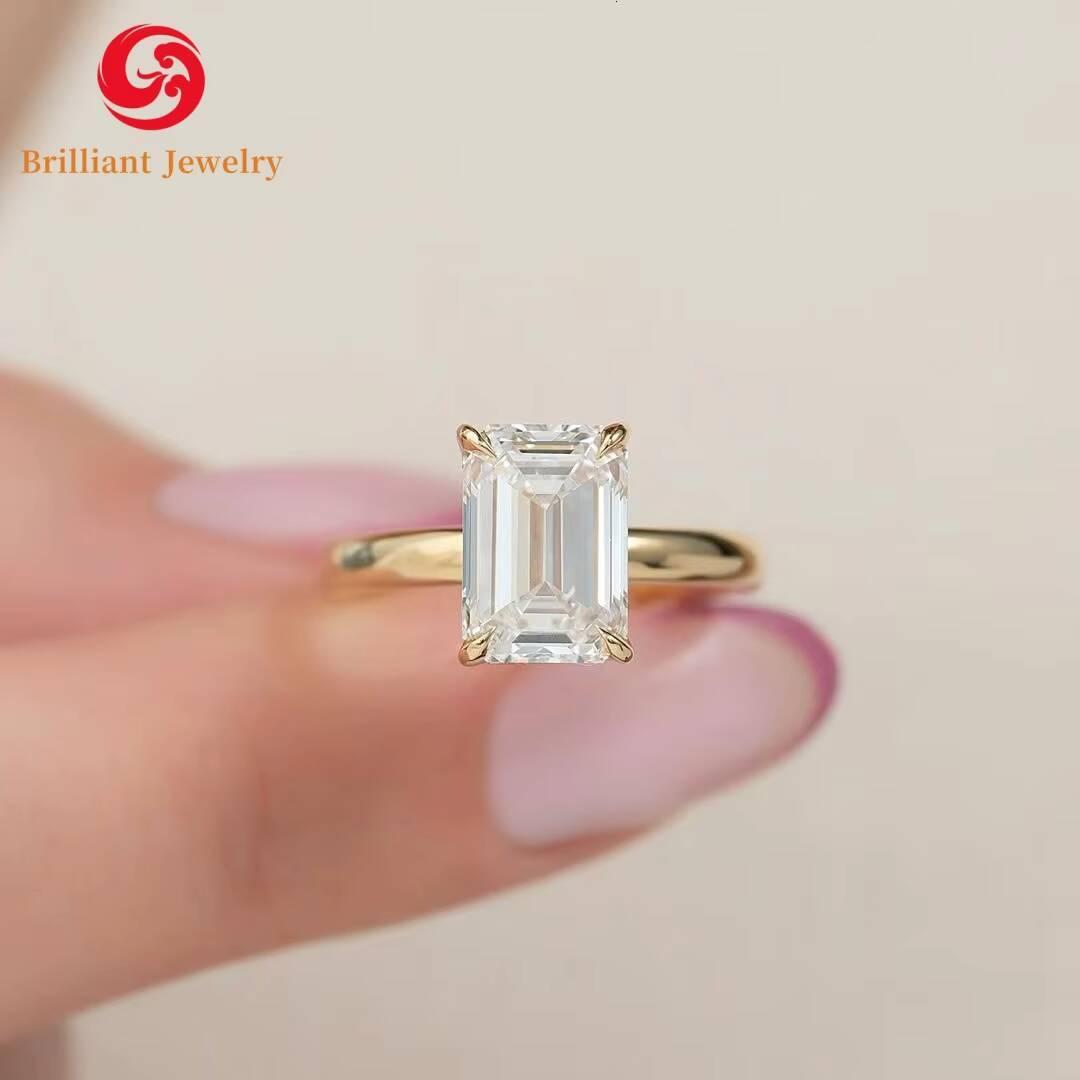 IGI GIA Certified HPHT CVD VVS Lab Grown Emerald Cut Wholesale Diamond 3CT 5CT 14K 18K Solid Gold Diamond Ring