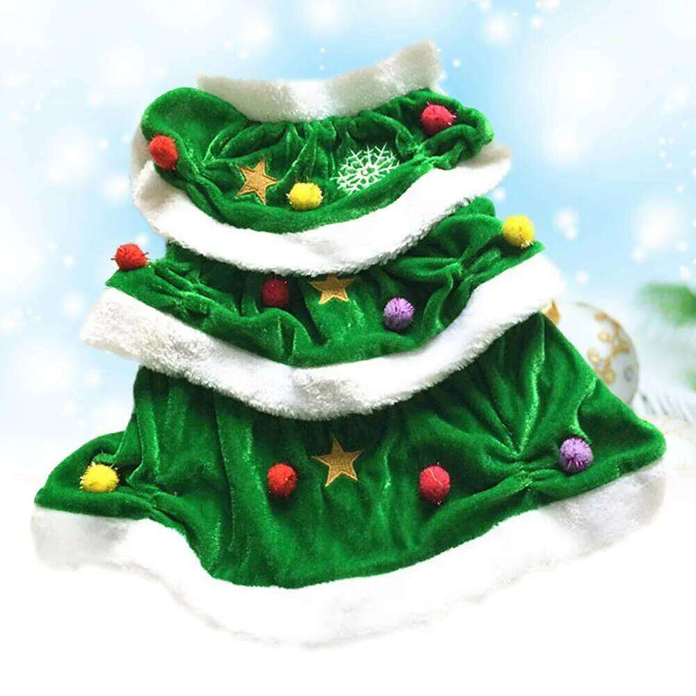 Tree Shaped Dog Costume Size S Green Comfortable Warm Hoodie Pet Dress for Christmas Festival Party H260129