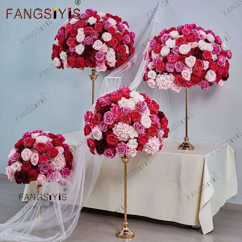 Romantic Large Artificial Flower Ball Event Table Centerpiece For Wedding Decor Road Lead Floral Arrangement Bouquet Party Props Y260130