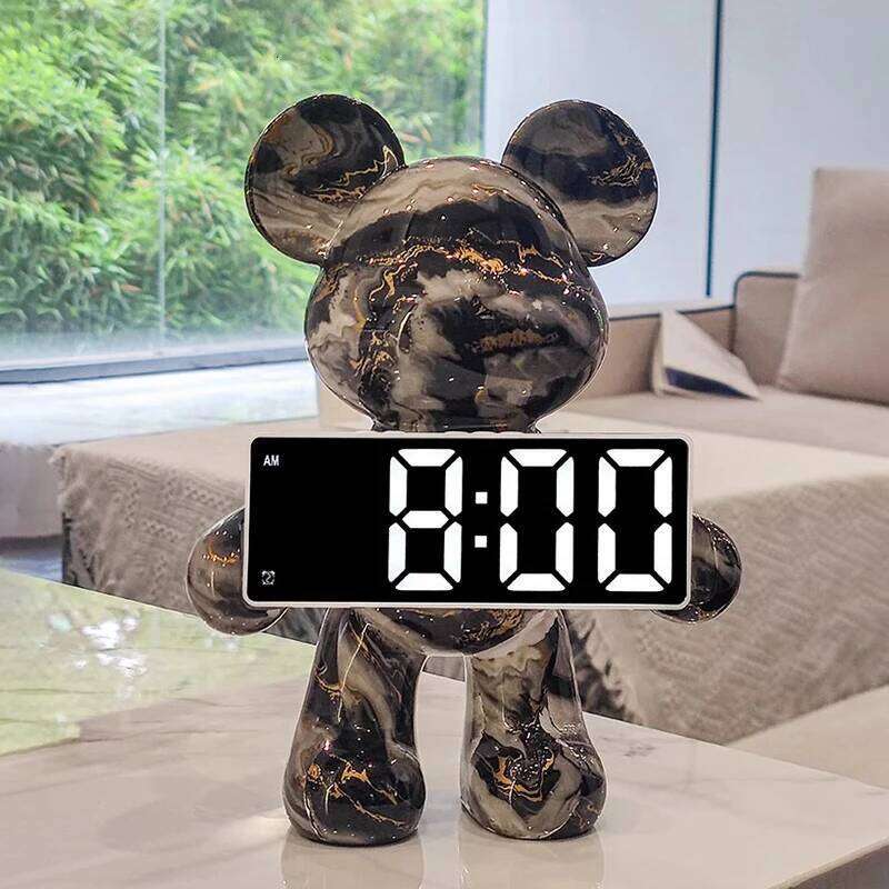 Digital Desk Bear Desktop LED Nordic Electronic Table Clock Display Luxury Clocks Bedroom Aesthetic Decoration Room Gift W260130