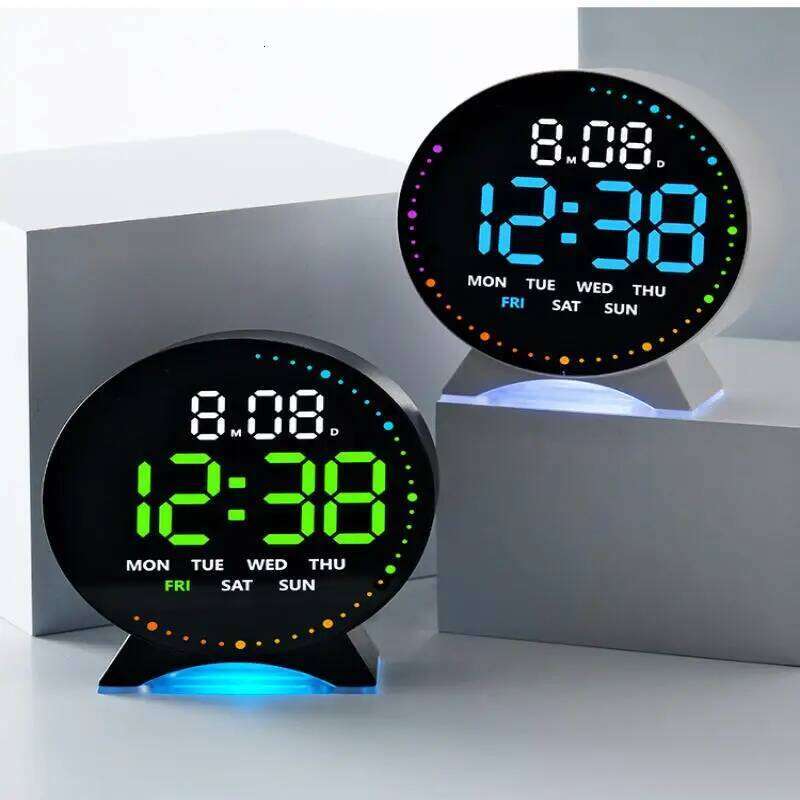 Personalized Jmping Seconds Display Electronic LED Alarm Desktop Ambient Light Decor USB Table Clock With Auto Dimmming W260130