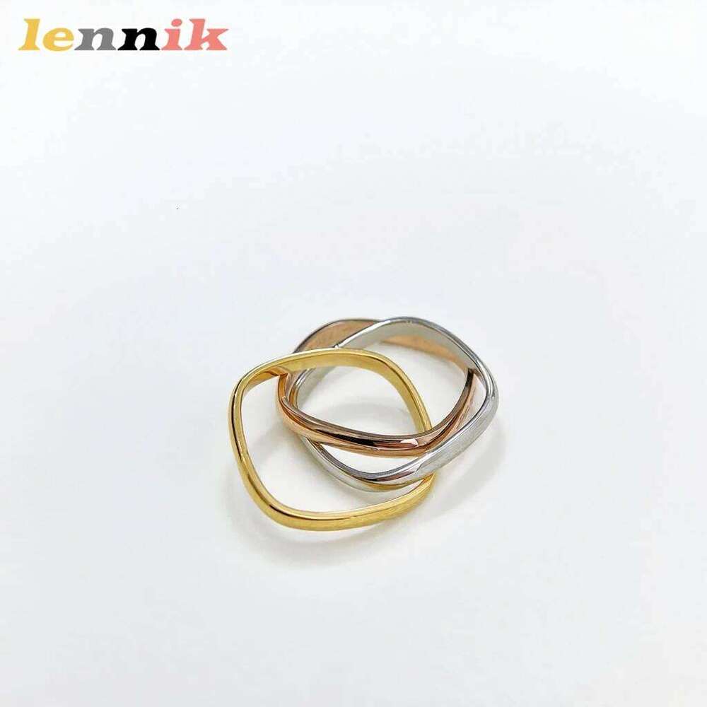 Lennik Stylish 2025 New Square 3-Color 3-Ring Ladies' Ring, Full High-End Feelings, A Choice of Fashion Jewelry. XJ260130