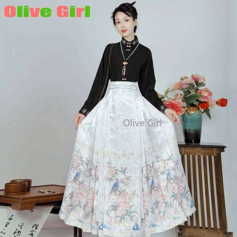 Original Hanfu Horse-Face High End Jacquard Woven Fabric Women's Clothing Traditional Horse Face Skirt Spring Autumn