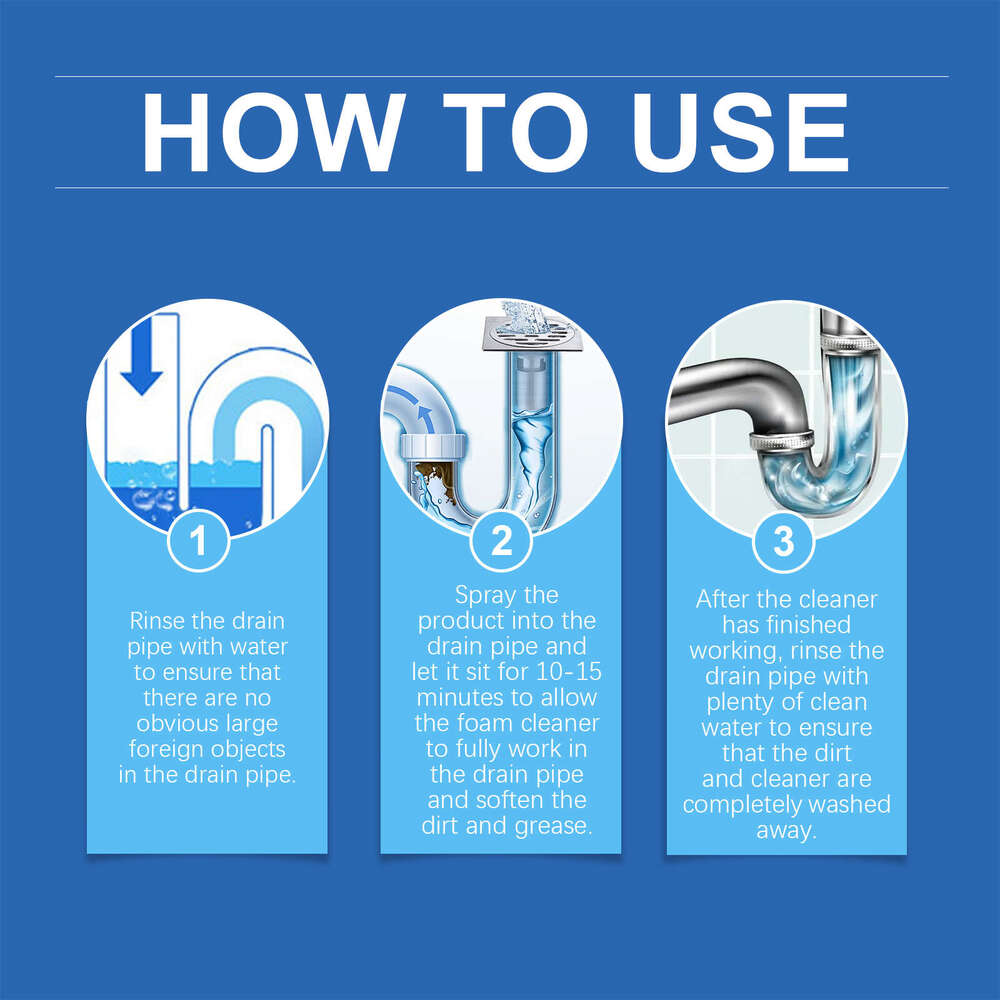 JAYSUING Drain Foam Cleaner Unclogs Dissolves Heavy Grease in Kitchen, Toilet, and Bathroom Drains S260130