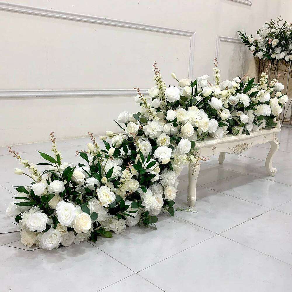 5D Luxury Artificial Flowers Wedding Decoration Table Long Runner Flower Row Floral Backdrop Arrangement Wall Arch Decor props W260130