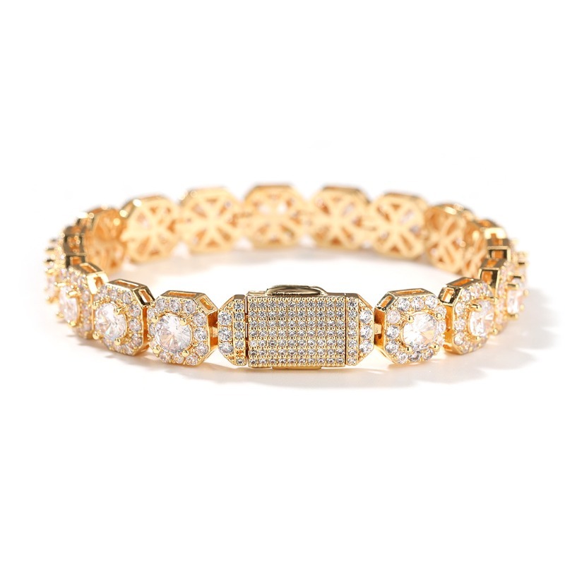 Hop Jewelry 9mm Hip Bracelet Square Ice Zircon Bracelet Unique Birthday Gift Design Luxury Bling Brass Jewelry For Men And Women