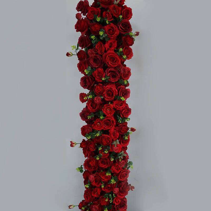 200/100cm Luxury White Rose Artificial Flower Row Wedding Table Centerpiece Flowers Backdrop Wall Arches Decor Party Stage Flora Y260130