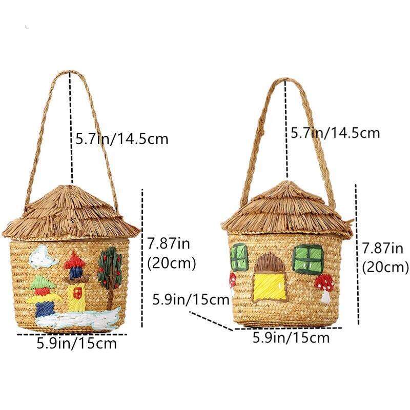 Straw Woven Handbags Cute Cartoon Women S Thatched Cottage Scarecrow Handmade Shoulder Bag Beach Versatile Niche Design