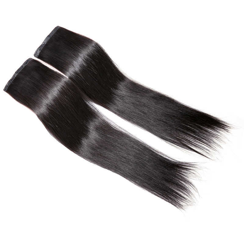 Women Invisible Twin Tabs Hair Extensions 12-24 inches PU Skin Tape Human Hair 10pcs Natural Straight Micro Ring Weft Hair S25526
