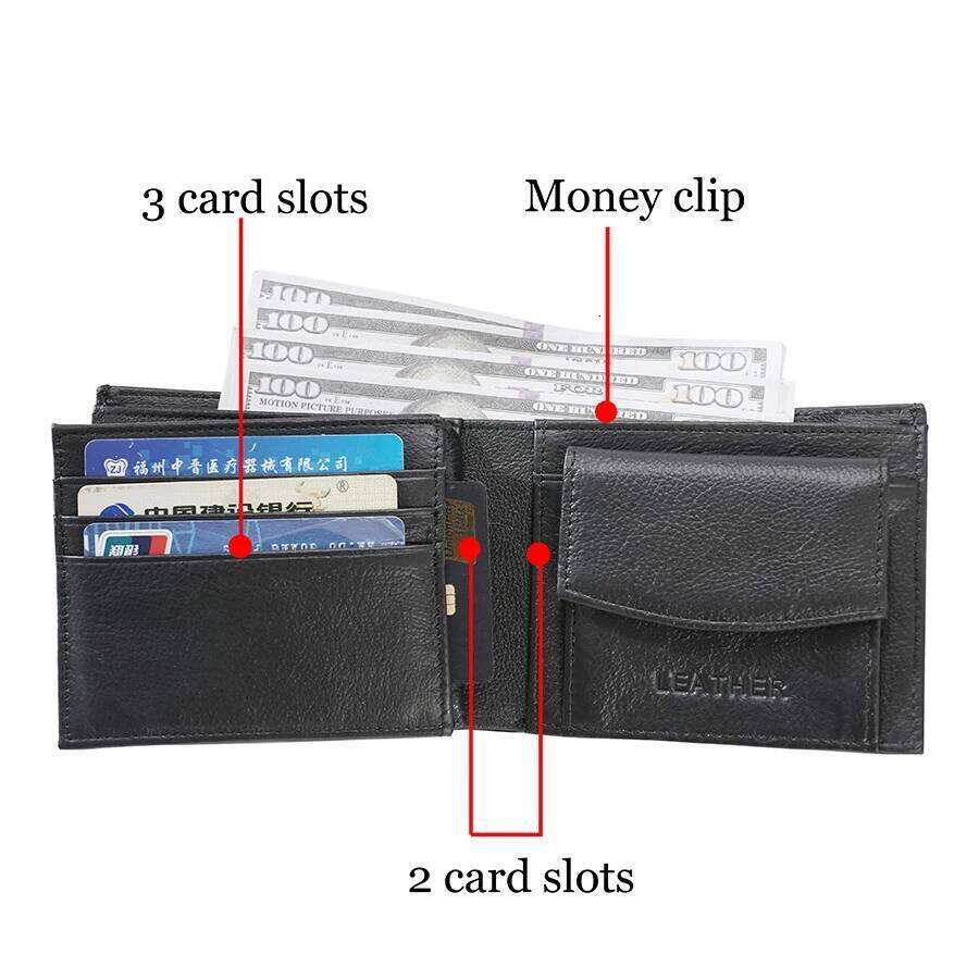 Classic RFID anti-theft genuine leather for men's holder zipper coin wallet Money clip Z260130