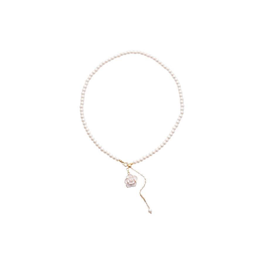 Oil Dripping Camellia Pearl Pendant French Elegant Noble Temperament Clavicle Chain Light Luxury High-end Sense Necklace for Women - view 9