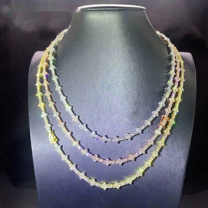 2026Fast Delivery Cross Tennis Necklace Bracelet Pass Diamond Tester Gra Certified 925 Sterling Silver Vvs Moissanite Tennis Chain