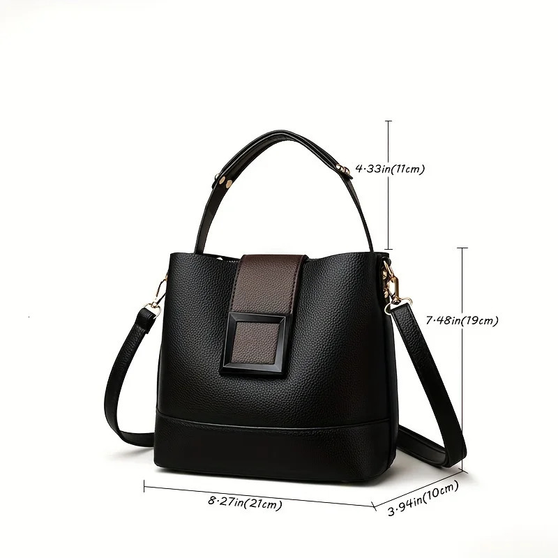 Elegant Solid Color Bucket Bag with Adjustable Shoulder Strap Versatile Crossbody Handbag for Women Lightweight with Zipper 260129