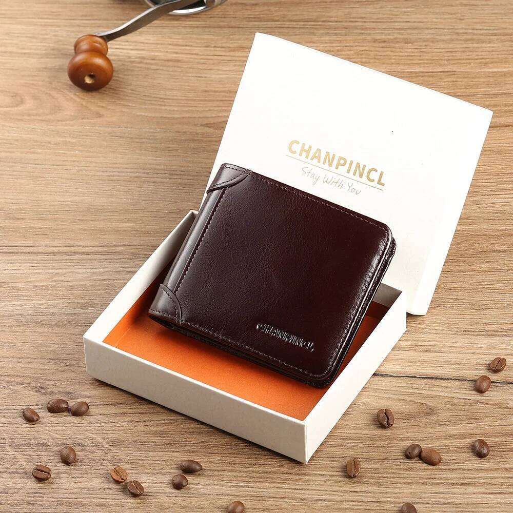 CHANPINCL Genuine Cow Leather Men Wallet Luxury Short Tri-Fold First Layer Cowhide Purse Male Business Horizontal Fashion Z260130