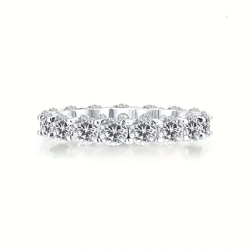 1pc S925 Silver with 4.2CT Co-ed Eternity Band Ring, Moissanite Gemstone Jewelry Gifts for Mother XJ260130