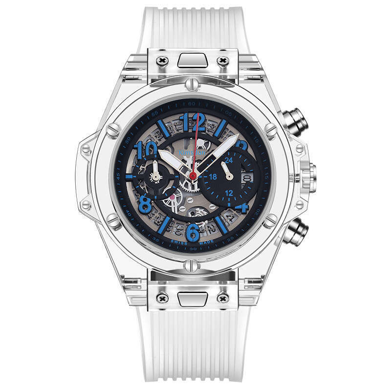 Transparent Crystal Multifunction Watch Silicone Strap Kaleidoscope Dial Water Resistant Sport Unisex Wristwatch