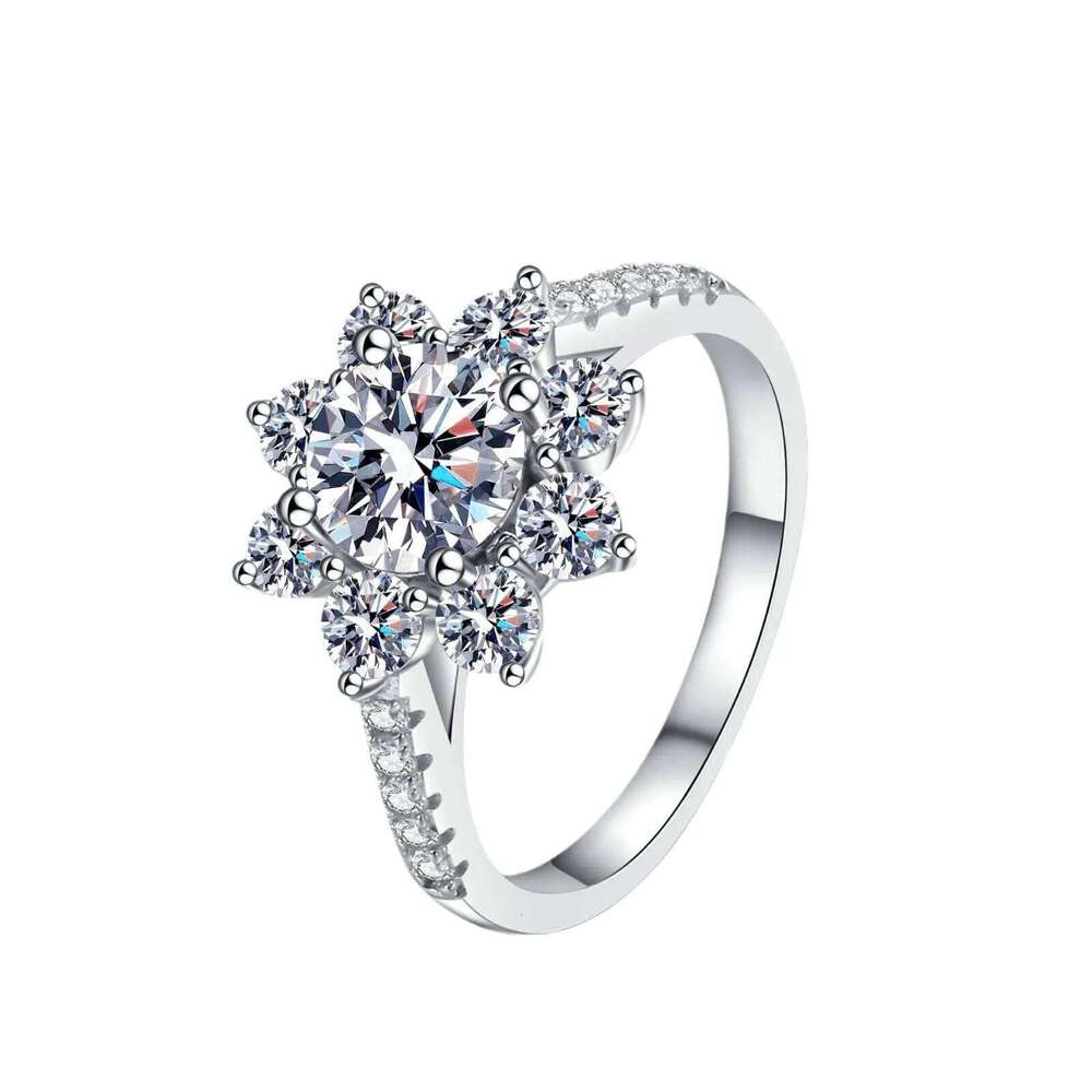 S925 Sterling Silver 2ct Moissanite Sunflower Ring - 18K Gold Plated XJ260130