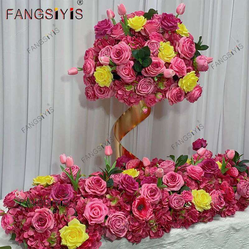 Diverse Rose Hyacinth Table Centerpiece Ball Wedding Backdrop Decor Floral Arrangement Runner Flower Row Event Party Prop Y260130