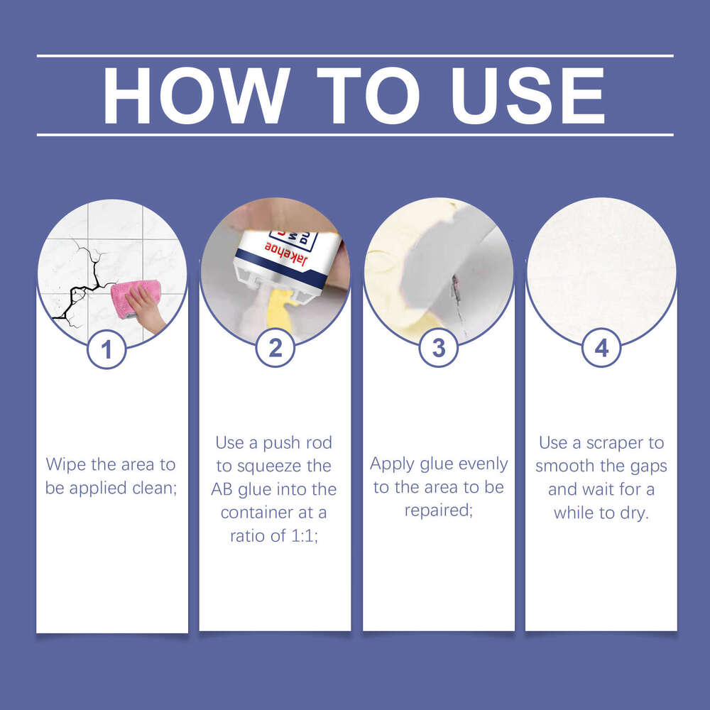 Jakehoe Universal AB Adhesive for Tile Bathtub Scratch Crack Repair Waterproof Leakproof Glue S260130