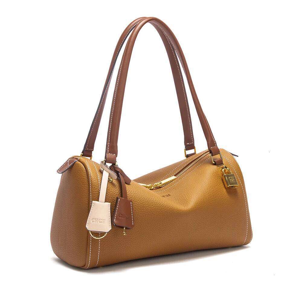 Women's Boston Autumn New Simple Brown Shoulder Bag High Quality Texture Handbag