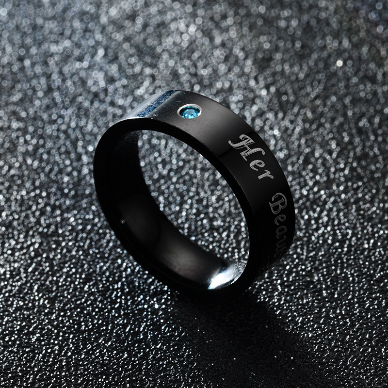 Hot-Selling New Black Her Beauty His Wisdom Fashion Diamond Couple Ring