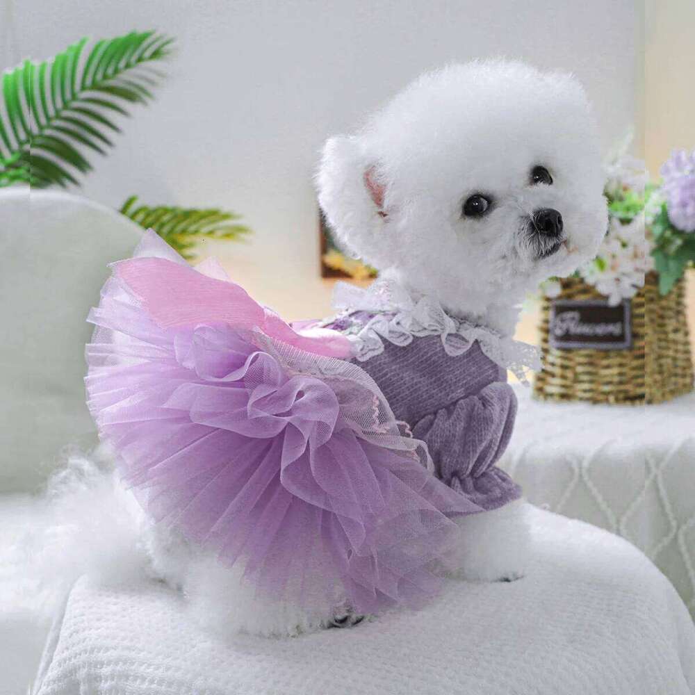 Pet Clothes Dog Cat Cute Romantic Purple Pepe Princess Wedding Dress H260129
