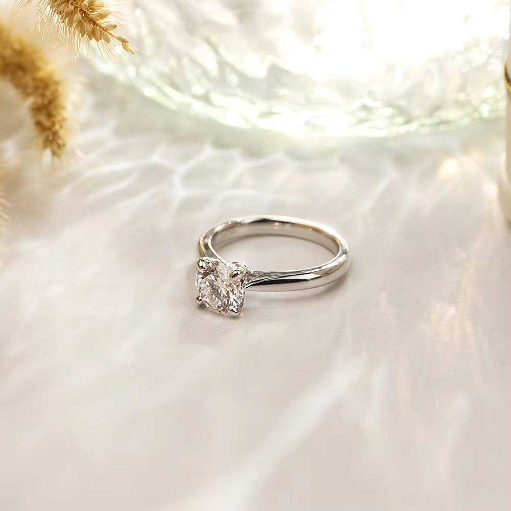 Stock Diamond Jewelry MSR-257 Engagement Ring 18k White Gold Solitaire Diamond Ring Round Cut Lab Grown Diamond Ring