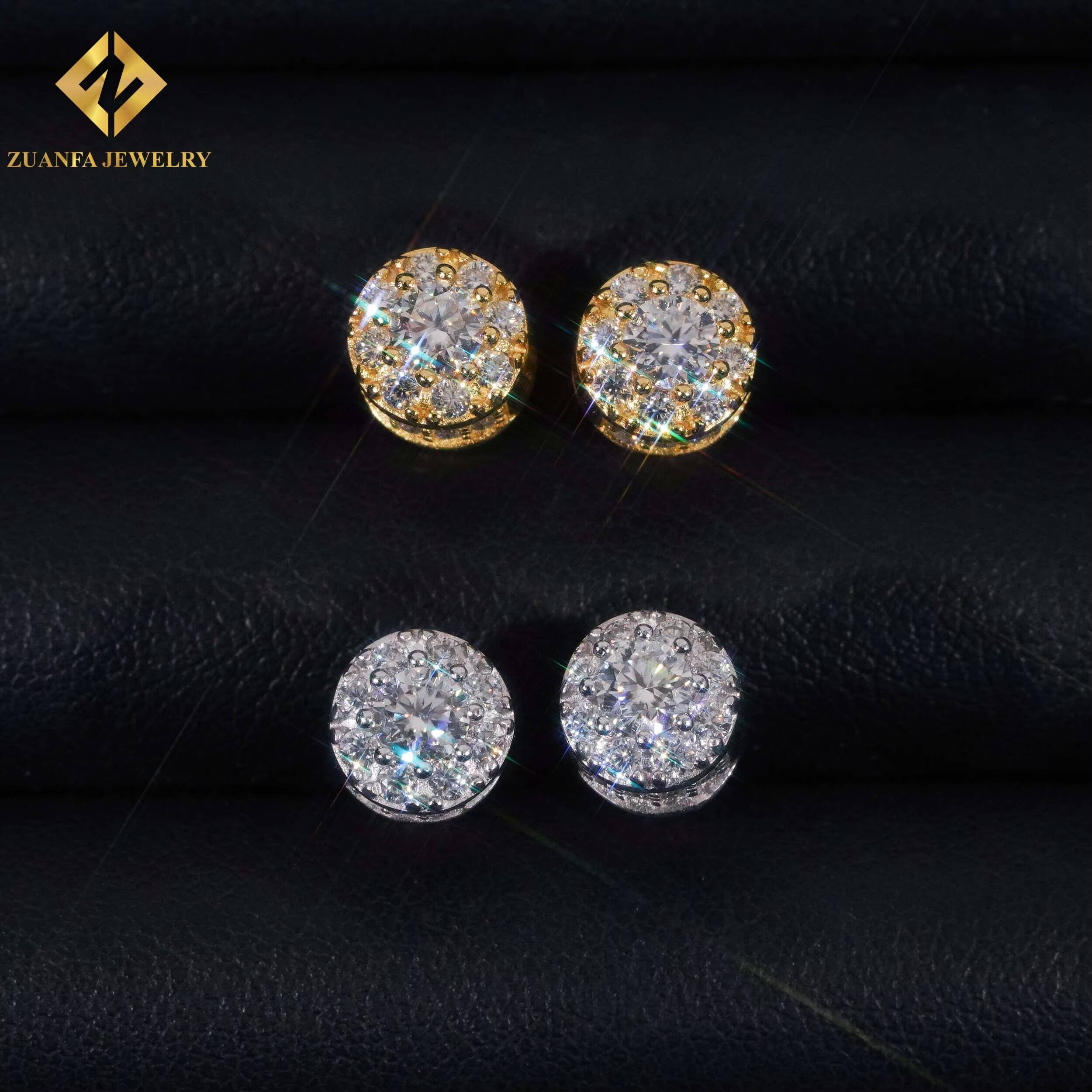 Luxury Ice Out Women Fine Jewelry 925 Sterling Silver VVS Moissanite 75mm Hip Hop Round Shape Earring Jewelry Unisex