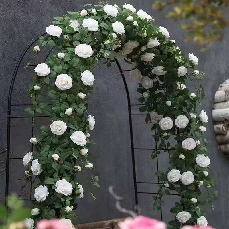 Artificial flowers Plants Green Lvy Leaves flower Rose Vine Home Wedding Garden Decoration DIY Hanging Wall Silk Flower Y260130