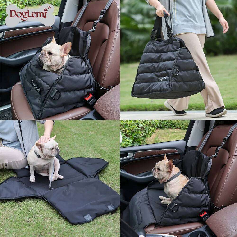 Bed Carrier for Small Medium Dogs Waterproof Dog Car Seat Cover Safety Adjustable Pet Travel Bag Handy Soft Cushion 26H0130