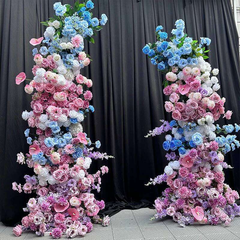 Multiple sizes ox horn LuxuryArch Artificial Flower Arrangement, Moon Shape, Wedding Background Props, Party stage Display Decor W260130