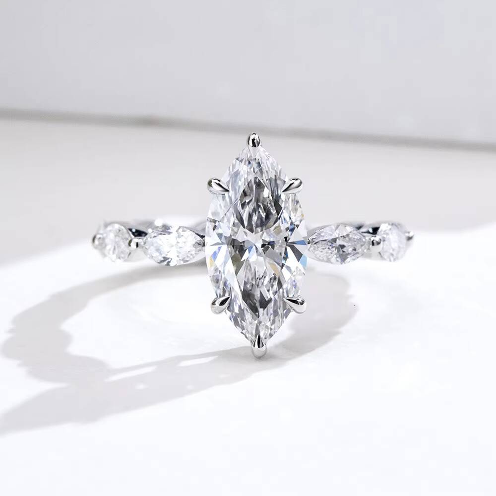 Ready to Ship MSR-1964 Stock Diamond Jewelry 18k Gold Solitaire Diamond Ring 305CT E VS1 Marquise Lab Grown Diamond Ring