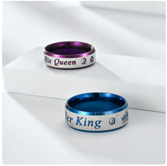 Fashion New Hand Jewelry Hengsha Blue Purple Diamond Ring King Queen