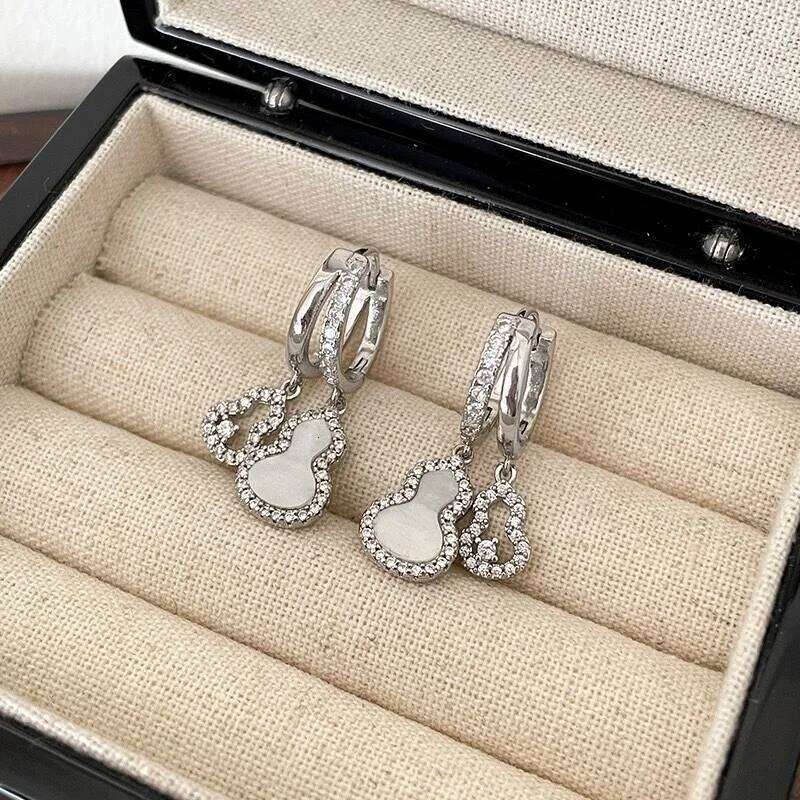 Charming Tibetan Silver Gourd Zircon Pendant Red Agate Hoop Earring for Women Fashion Jewelry High Luxury Vintage Accessories