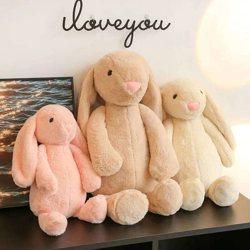 Cute Bunny Plush Cartoon Kawaii Fluffy Stuffed Rabbit Decorative Body Pillow Sleeping Back Cushion Y260128