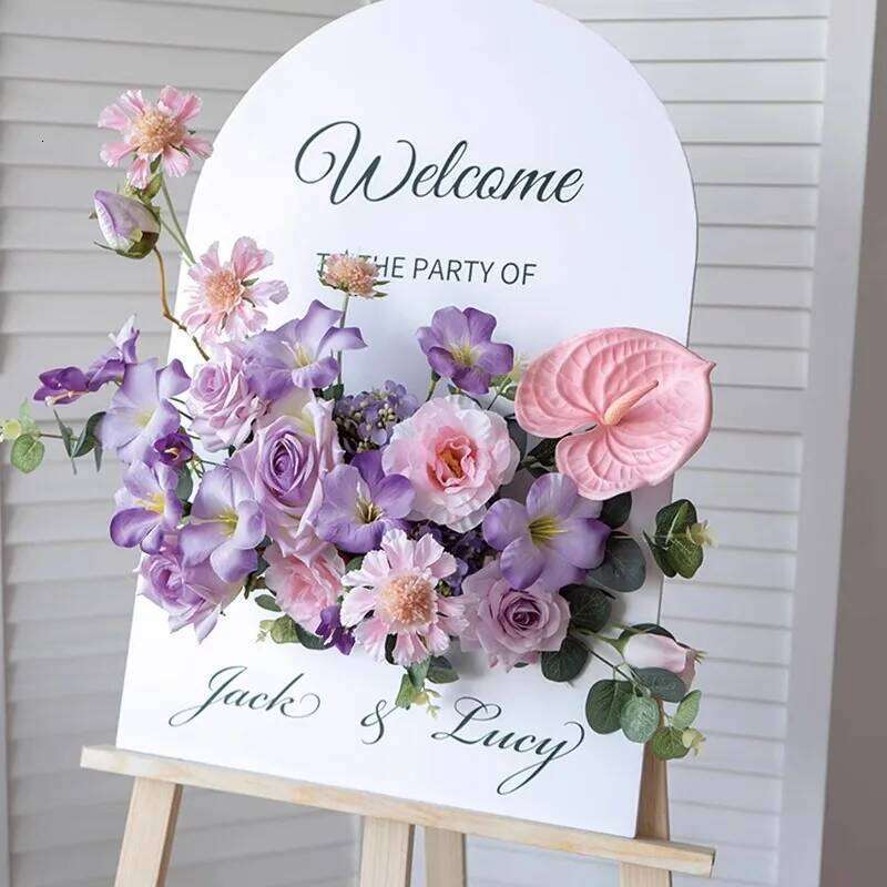 luxury Wedding Welcome Sign Flowers Artificial Corner Floral Road Lead Marriage Party Arch Decor Hanging Flower Arrange decor Y260130