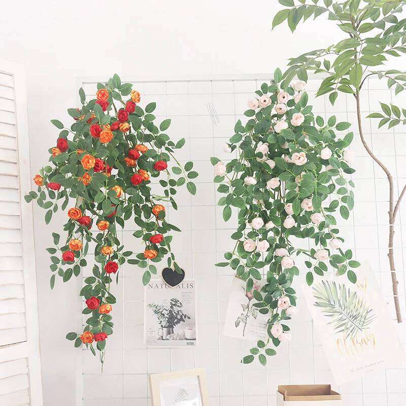 Artificial Flowers Plants Lvy Leaves Flower Rose Vine Wedding Home Garden Decoration DIY Hanging Wall Living Room Decor Y260130