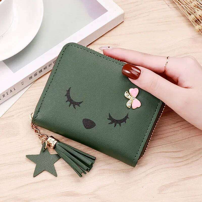 Pu Leather Bag Cute Wallet Women Student Zipper Purse Children's Coin Pouch Credit Id Holder Card Case Z260130
