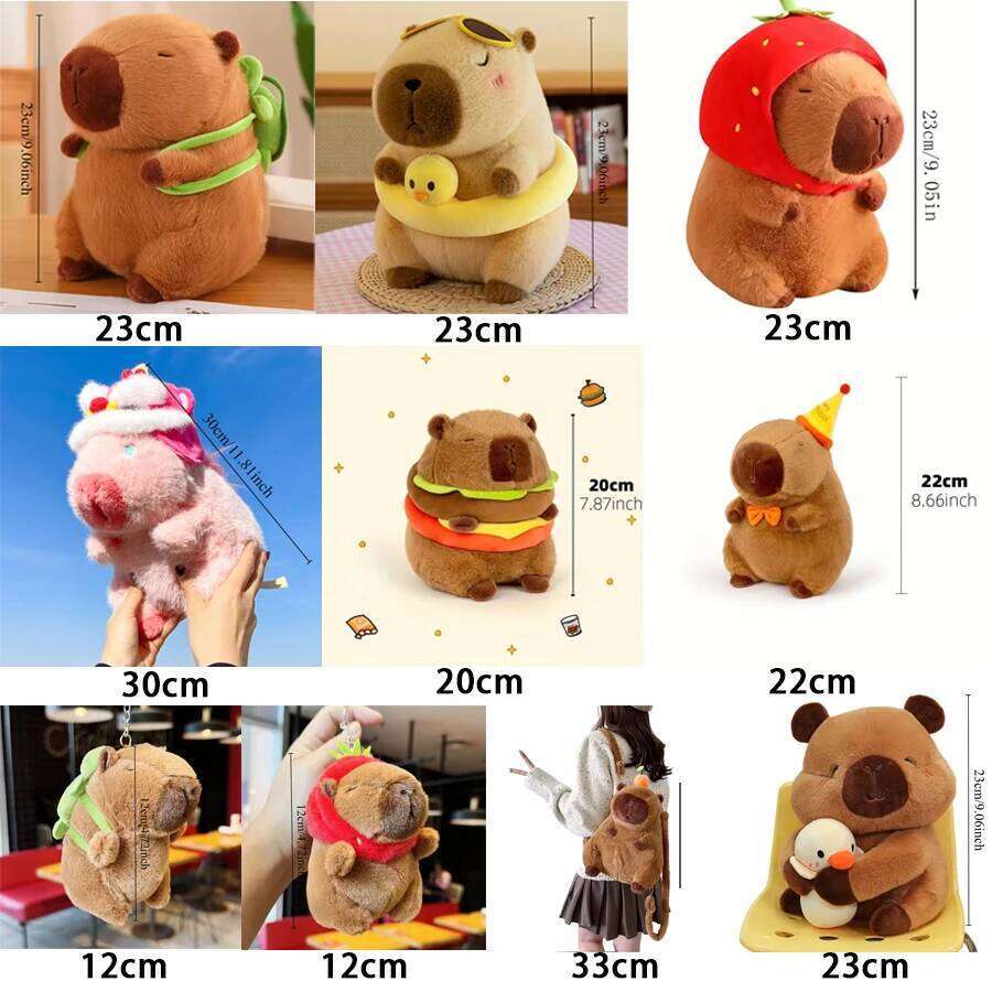 Capybara Plush Toy Set Mommy with 4 Little Capibaras Capibala Plushie Dolls Stuffed Animal Pillow Turtle Backpack Car Decor Y260128