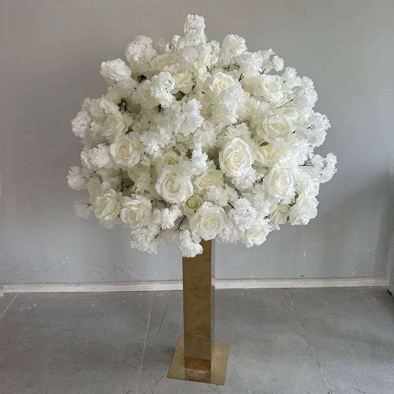 Luxury Artificial White Rose hydrangea Ball Wedding Table Centerpieces Flower Decor Floral Arrangement Event Props Y260130