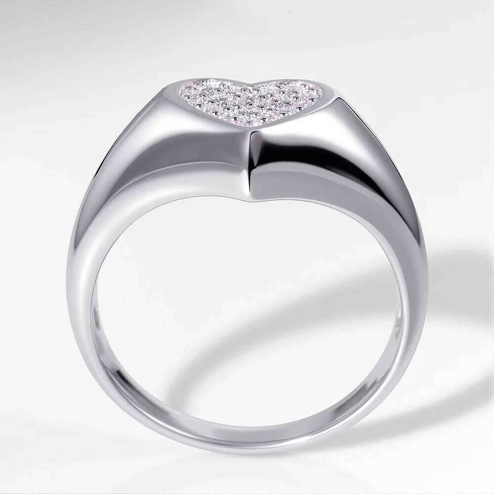 KNOBSPIN D VVS1 Heart Moissanite Engagement Ring 925 Sterling Silver Plated 18k White Gold Diamond Rings for Women Brithday Gift XJ260130