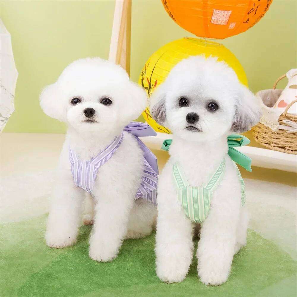 Summer Puppy Striped Suspender Skirt Cute Dress Pet Costume Chihuahua Bichon Yorkie Clothing Dog Vest H260129