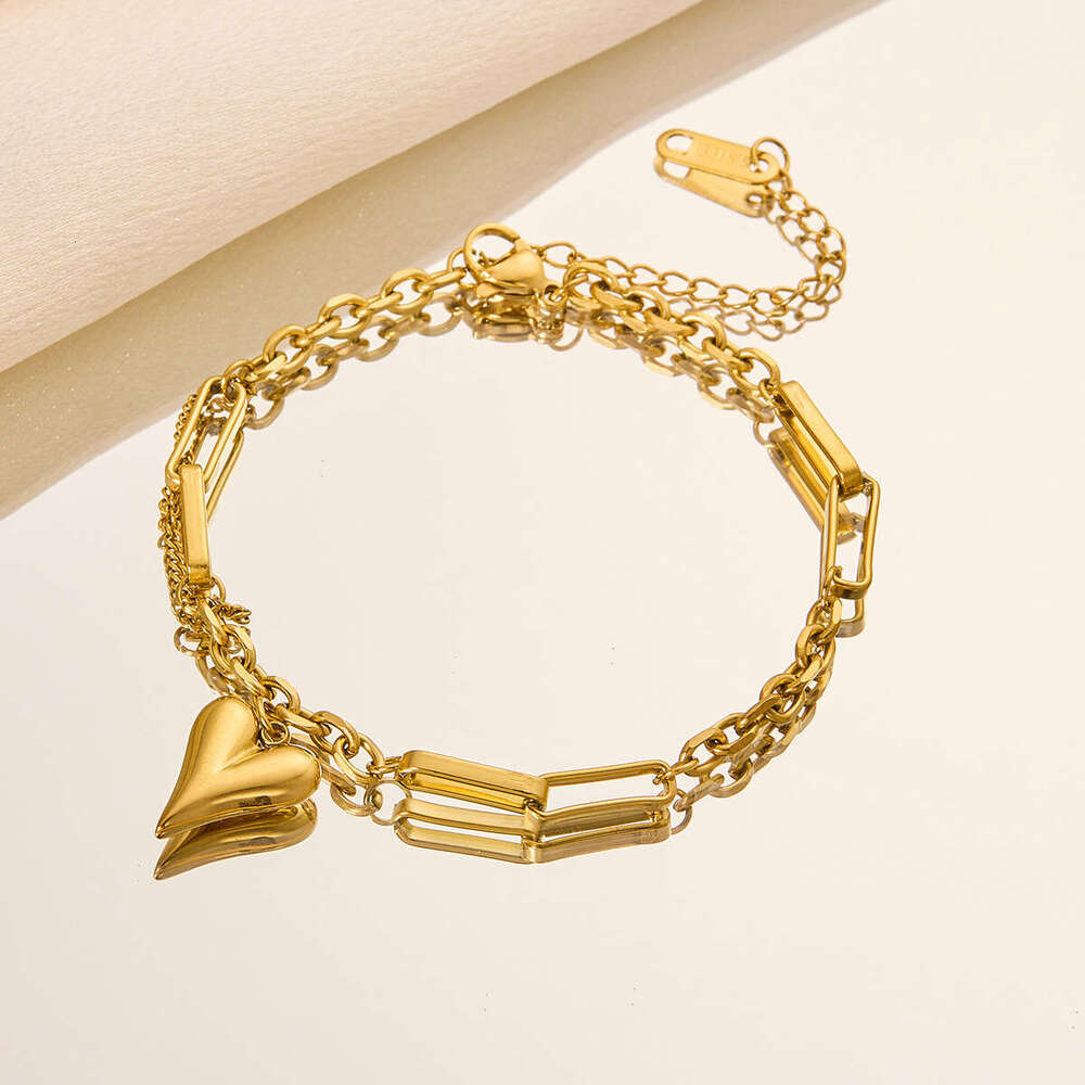 Non-Fading Titanium Steel Heart Light Luxury Elegant Multi-Layer High-End Bracelet Versatile Jewelry Manufacturer Wholesale