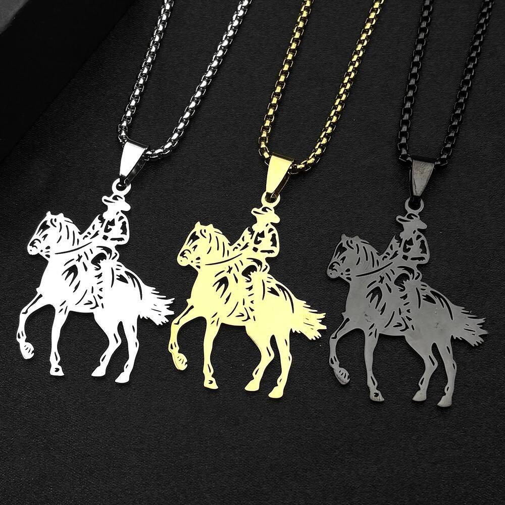 Fashion Cowboy Horse Chain For Women Men Stainless Steel Silver Color Animal Pony Power Ranch Male Necklace Festival Jewelry
